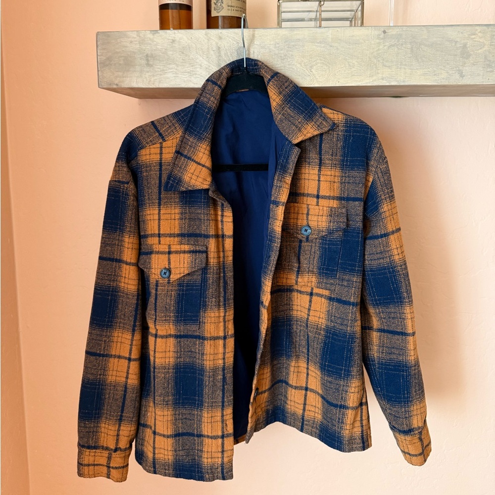 Blue and Orange Plaid Jacket